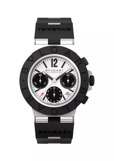 Bvlgari Two-Tone Aluminium-Titanium & Rubber Chronograph Bracelet Watch