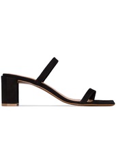 BY FAR black Tanya 65 double strap suede mules