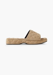 By Far - Lilo quilted suede slides - Neutral - EU 36