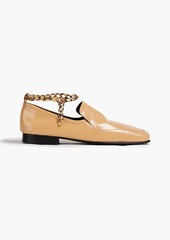 By Far - Nick chain-trimmed glossed-leather loafers - Neutral - EU 36