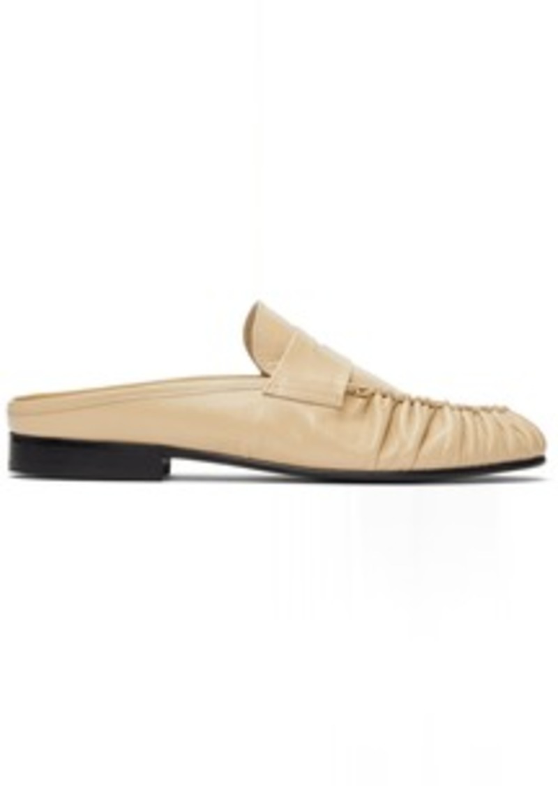 BY FAR Beige Grained Leather Lou Loafers