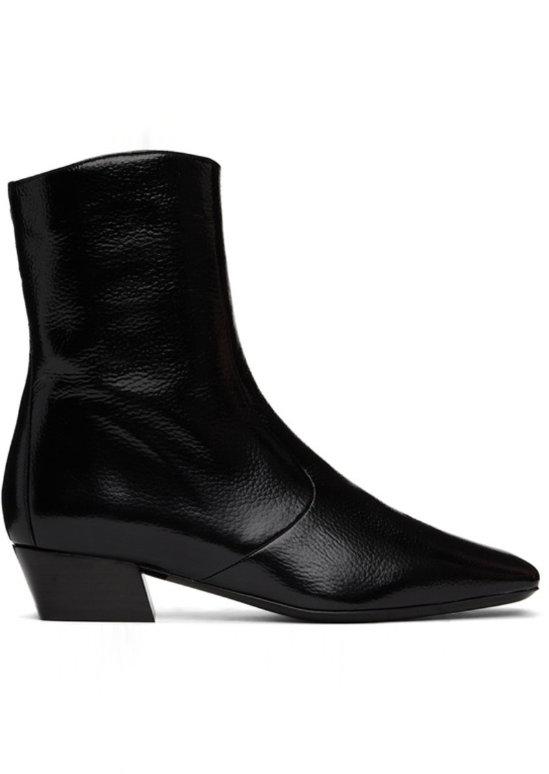 BY FAR Black Grained Leather Gilles Boots