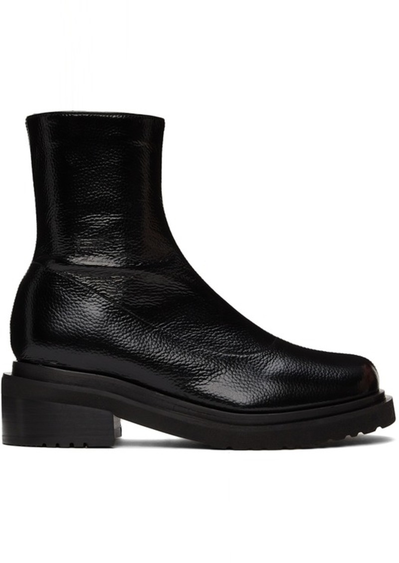 BY FAR Black Grained Leather Kah Boots