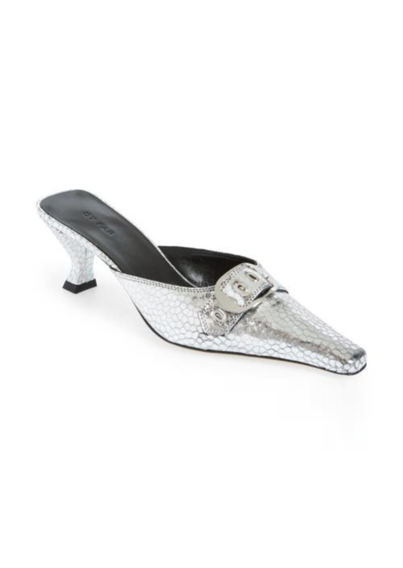 By Far Evelyn Metallic Pointed Toe Mule in Silver at Nordstrom