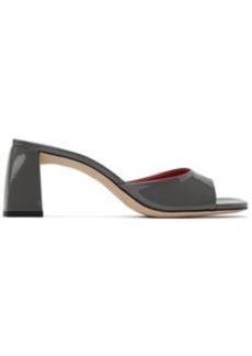 BY FAR Gray Romy Patent Leather Heeled Sandals