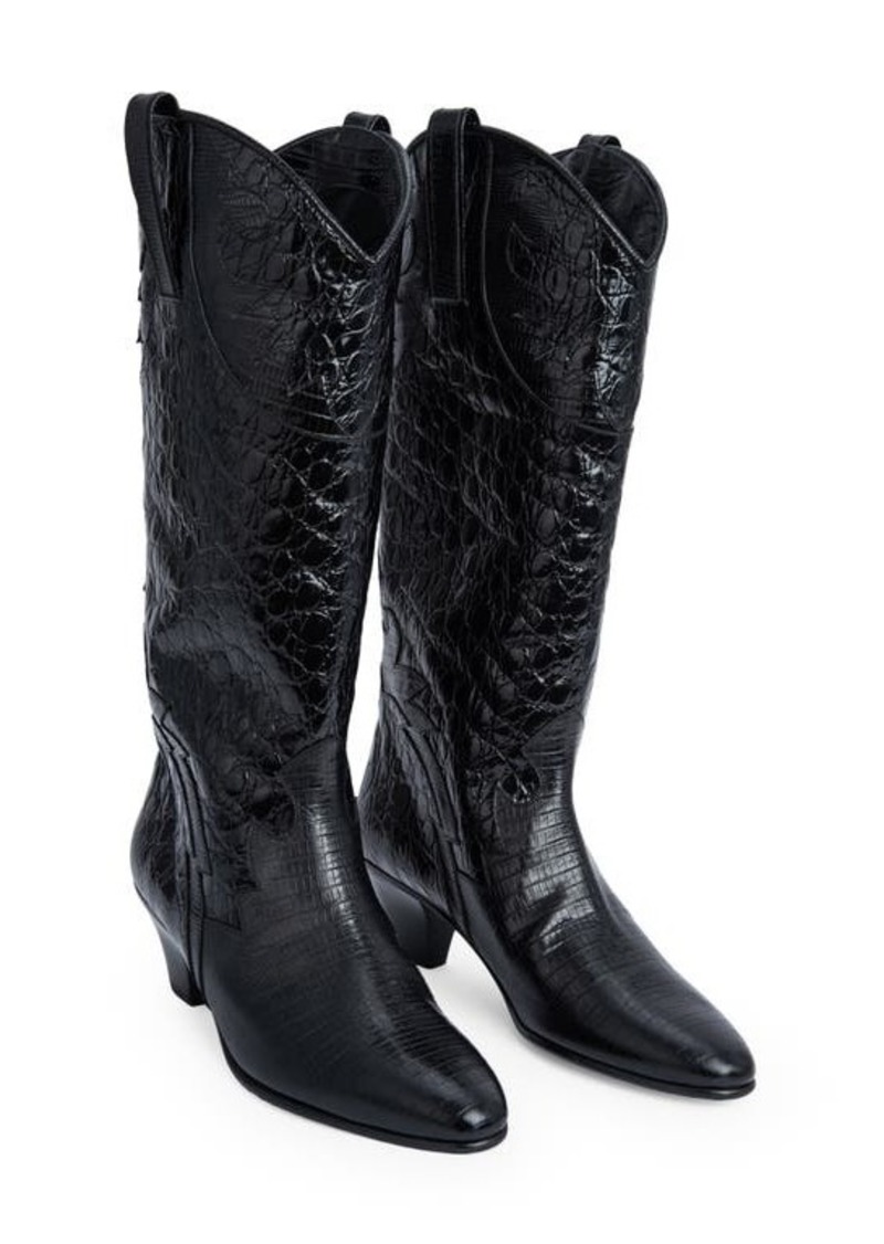 By Far Melvin Embossed Western Boot in Black at Nordstrom