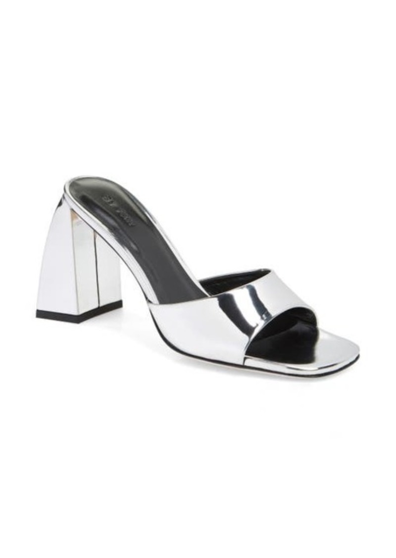 By Far Michele Mirror Metallic Square Toe Sandal in Silver at Nordstrom