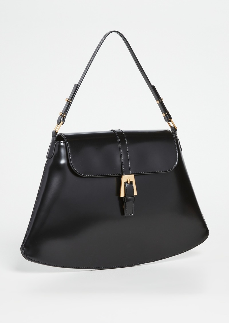 BY FAR Portia Black Semi Patent Leather Bag