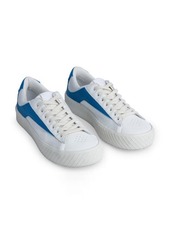 By Far Rodina Mixed Media Platform Sneaker in White And Blue at Nordstrom