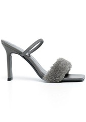 BY FAR  shearling strap open toe heels