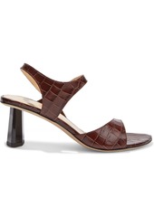 By Far Woman Arden Croc-effect Leather Sandals Brown