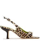 By Far Woman Lopez Leopard-print Glossed-leather Slingback Sandals Animal Print
