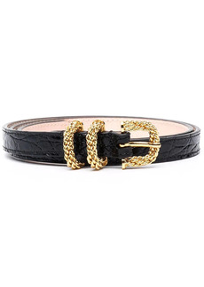 BY FAR croc-effect leather belt