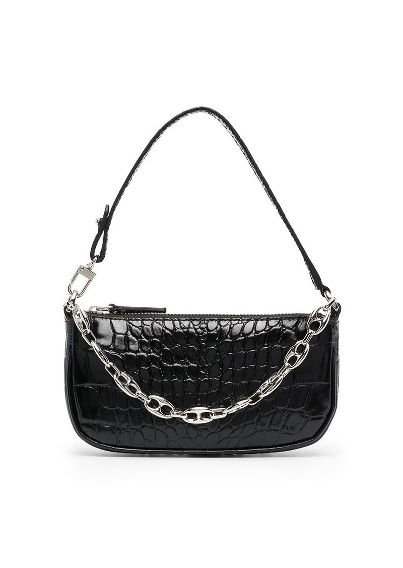 BY FAR crocodile embossed shoulder bag