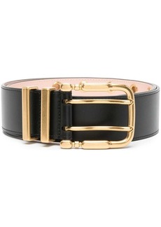 BY FAR double-buckle leather belt