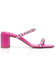 BY FAR Fucsia Tanya Mules Sandals with Crystal Embellishment in Leather Woman