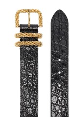 BY FAR Katina crocodile-effect belt