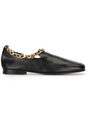 BY FAR leather loafers with chain-link trim