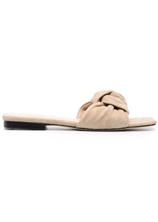 BY FAR Lima knot suede sandals