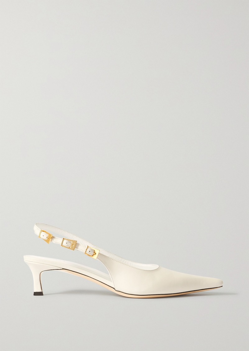 BY FAR Mimi Cuttrell Buckled Leather Slingback Pumps
