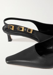 BY FAR Mimi Cuttrell Glossed-leather Slingback Pumps