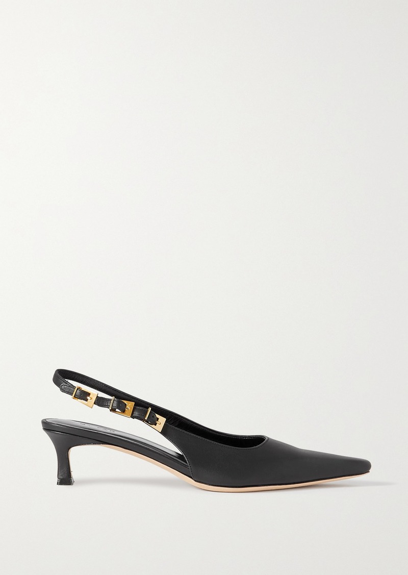 BY FAR Mimi Cuttrell Glossed-leather Slingback Pumps