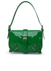 BY FAR PLEXIGLASS GREEN LEATHER BAG