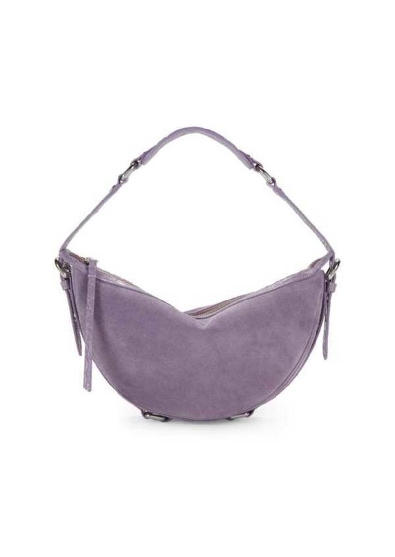 BY FAR Suede Half Moon Shoulder Bag