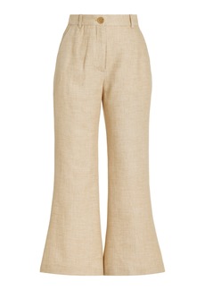 By Malene Birger - Caras Raw-Edge Linen-Blend Flared Pants - Taupe - EU 36 - Moda Operandi