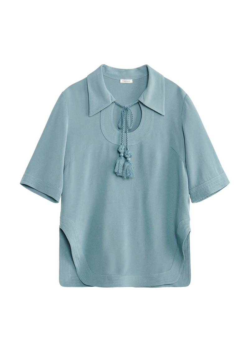 By Malene Birger - Collared Crepe Top - Light Blue - EU 34 - Moda Operandi