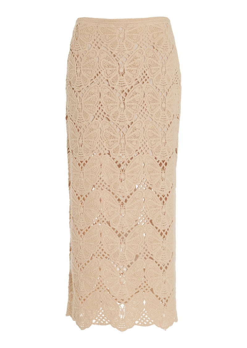 By Malene Birger - Crocheted Cotton Midi Skirt - Off-White - L - Moda Operandi