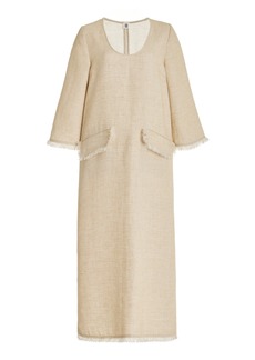 By Malene Birger - Delany Frayed Linen-Blend Midi Dress - Taupe - EU 32 - Moda Operandi