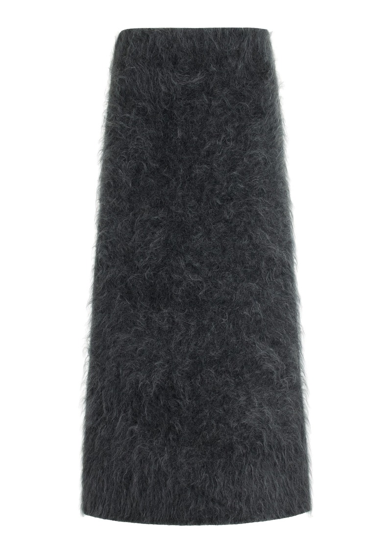 By Malene Birger - Estille Brushed Mohair-Blend Midi Skirt - Dark Grey - M - Moda Operandi