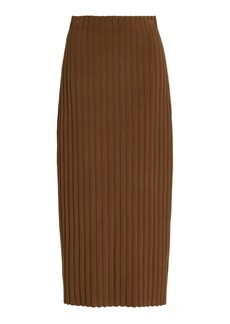 By Malene Birger - Fiemme Ribbed-Knit Column Maxi Skirt - Brown - L - Moda Operandi