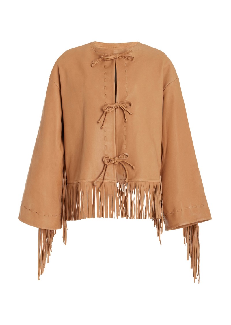 By Malene Birger - Fringed Leather Jacket - Tan - EU 38 - Moda Operandi