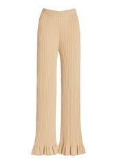 By Malene Birger - Kenzie Flared Knit Cotton-Blend Pants - Neutral - XS - Moda Operandi