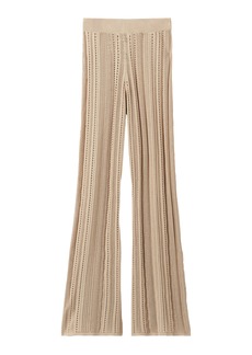 By Malene Birger - Kiraz Lace Knit Cotton-Blend Wide-Leg Pants - Tan - XL - Moda Operandi