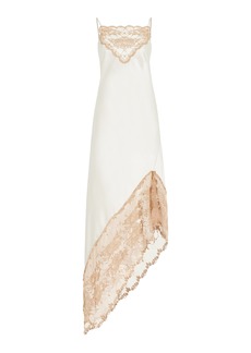 By Malene Birger - Laynee Asymmetric Lace-Trimmed Satin Slip Dress - White - EU 36 - Moda Operandi