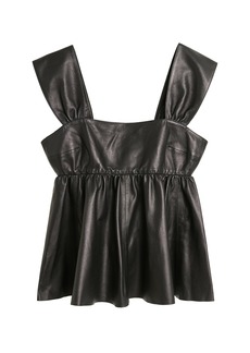 By Malene Birger - Marcie Sleeveless Leather Babydoll Top - Black - EU 32 - Moda Operandi