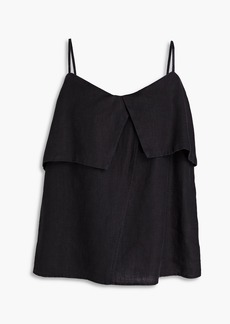 By Malene Birger - Maunaloa wrap-effect slub linen camisole - Black - DE 38