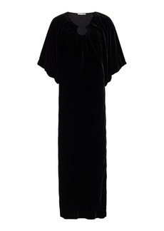 By Malene Birger - Rosae Gathered Velvet Maxi Dress - Black - EU 36 - Moda Operandi