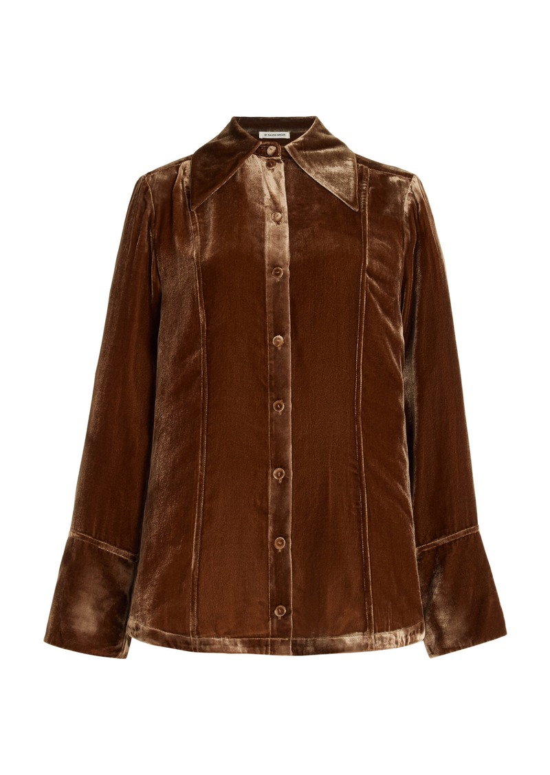 By Malene Birger - Rosiannas Dagger Collar Velvet Button-Down Shirt - Brown - EU 32 - Moda Operandi