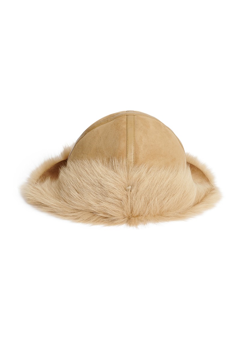 By Malene Birger - Sheelan Shearling-Trimmed Suede Hat - Brown - OS - Moda Operandi