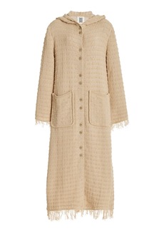 By Malene Birger - Tallula Hooded Fringed Cotton-Blend Knit Long Coat - Light Grey - S - Moda Operandi