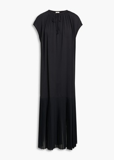 By Malene Birger - Tie-front gathered pleated crepe midi dress - Black - DE 32