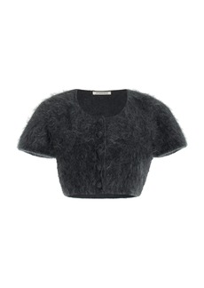 By Malene Birger - Zhara Brushed Mohair-Blend Crop Top - Dark Grey - M - Moda Operandi