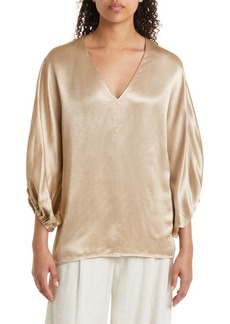 BY MALENE BIRGER Piamontes Balloon Sleeve Satin Blouse in Nature at Nordstrom