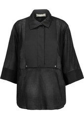 By Malene Birger - Dralua satin-paneled cotton-voile shirt - Black - DE 36
