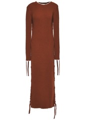 By Malene Birger Woman Lace-up Ribbed Cotton Midi Dress Brown