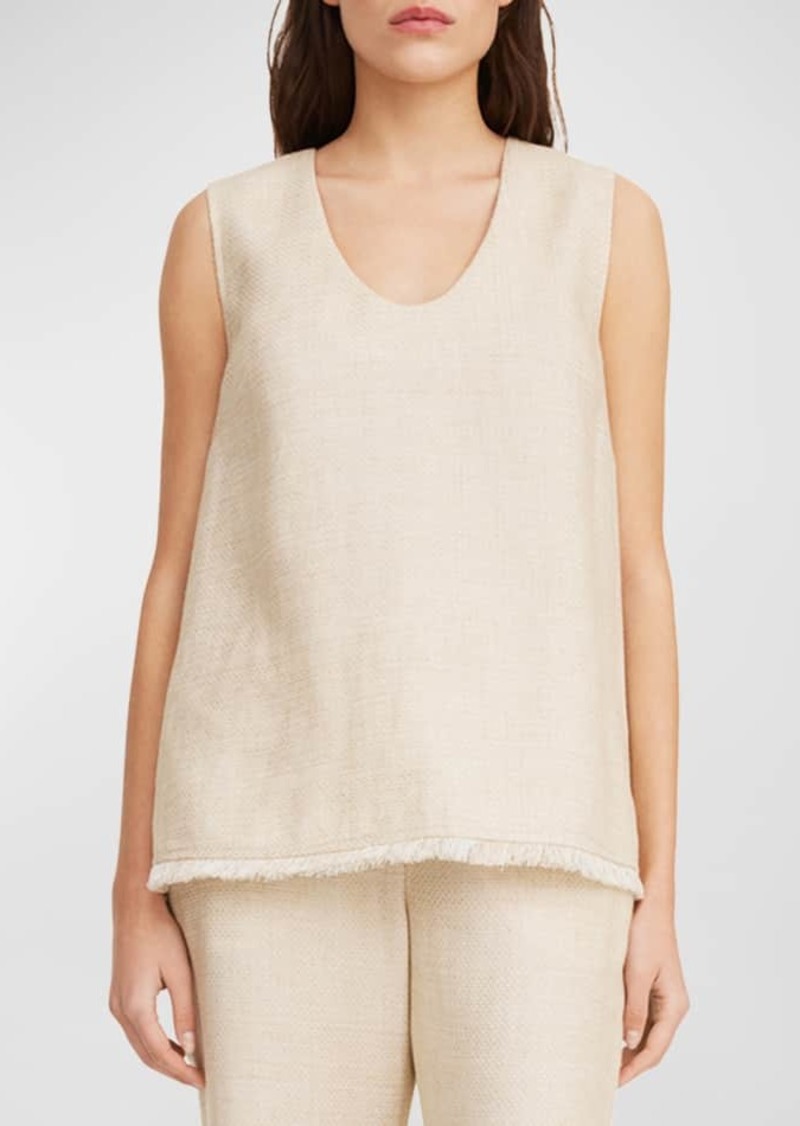 By Malene Birger Debbia Sleeveless Fringe-Trim Tweed Top